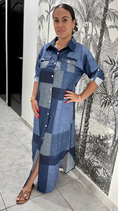 Robe maxi longue col v