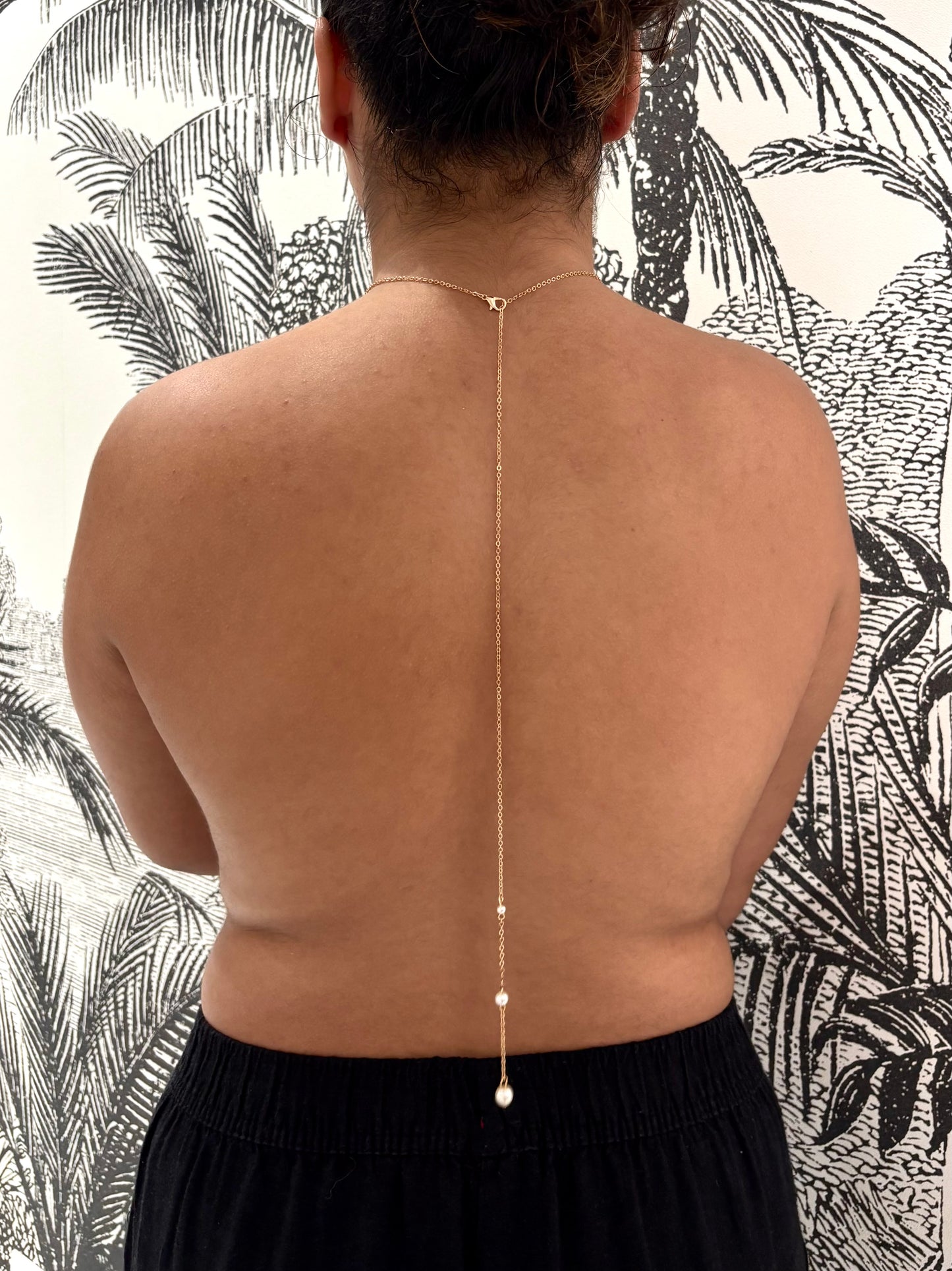 Chaîne de Dos Dorée & Perles
