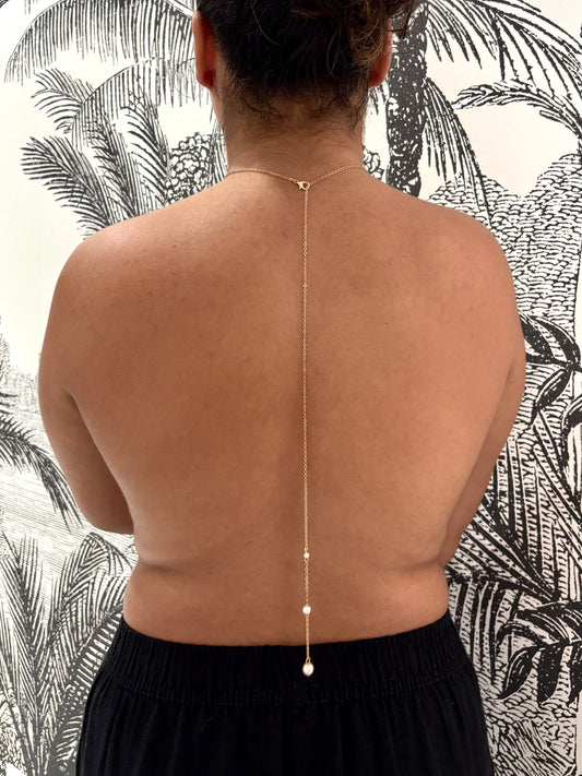 Chaîne de Dos Dorée & Perles