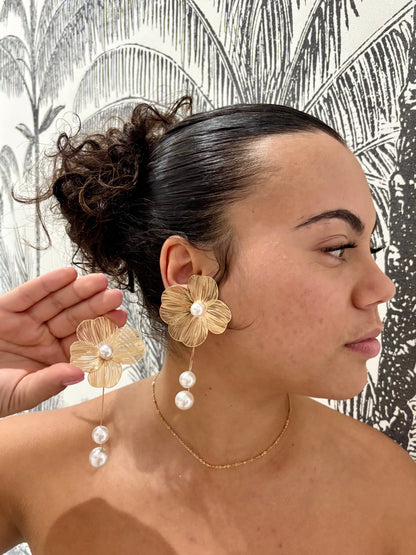 Boucles d’Oreilles Fleur & Perles