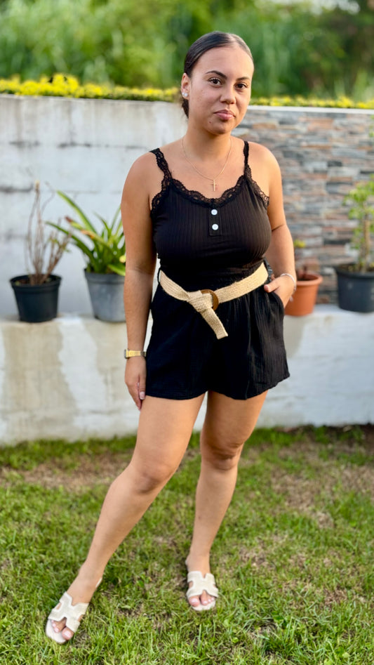Short gaze de coton + ceinture