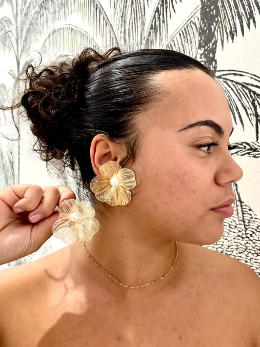 Boucles d’Oreilles Fleur Dorée