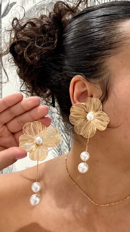 Boucles d’Oreilles Fleur & Perles