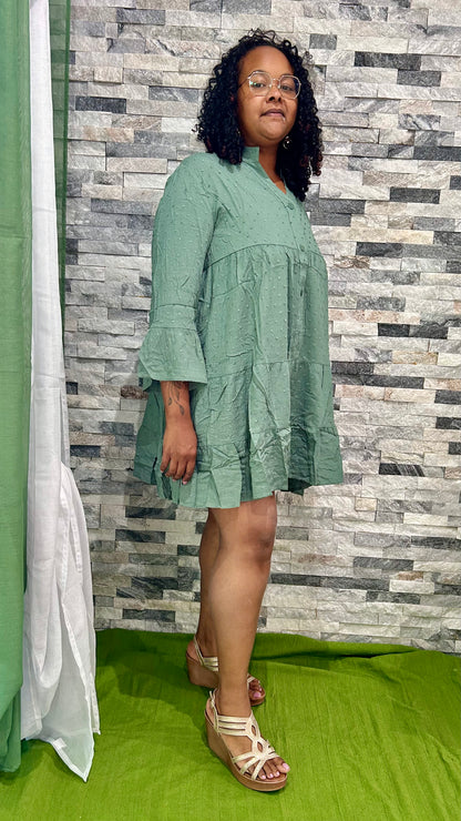 Robe courte légère manche longue