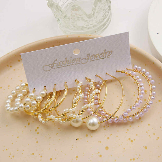 Lot de 5 Créoles Élégantes Perles & Or