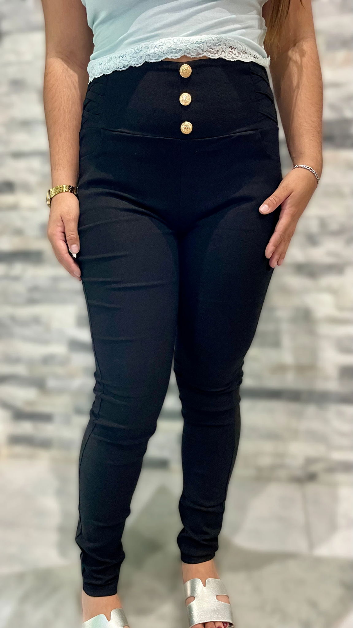 Pantalon slim taille haute