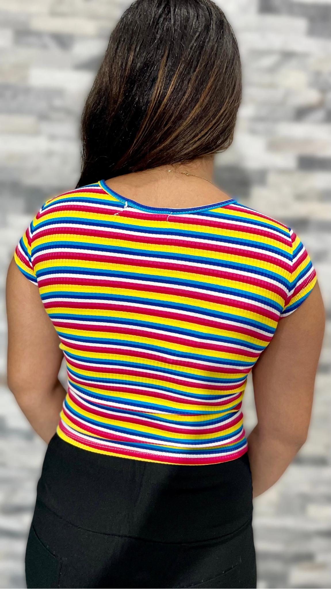 Top croisé multicolore